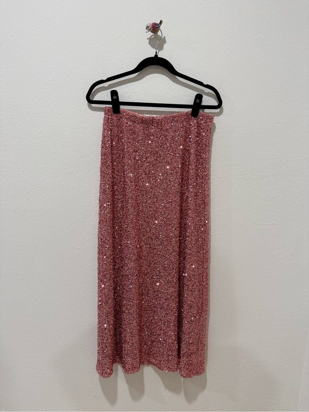 Never Fully Dressed Sparkling Pink Sequin Midi Skirt